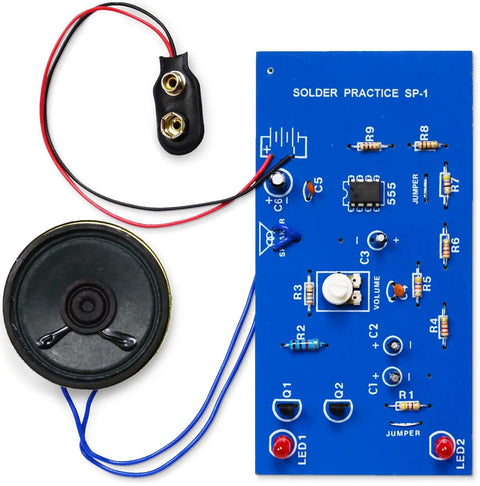 Practical Soldering Project Kit For Beginners Learn Multivibrator Circuits And Hands On PCB Practice Build A Two Tone European Siren No Soldering Iron Included And A Clear Guide With Step By Step Instructions, showing PCB and speaker