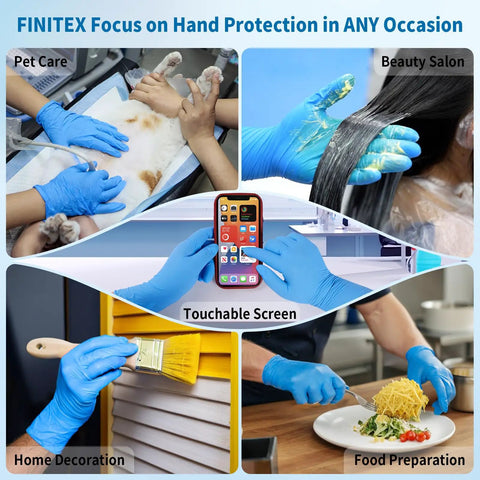 Top Tier Blue Nitrile Gloves Food Safe Grade 6 Mil Thick Latex Free Kitchen Cooking Cleanup 100 Count Roll for pet care, food prep.