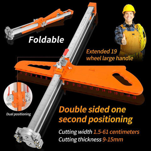 Upgraded Drywall Cutting Tool With 2 Extra Replacement Blades And Extended Nylon Handle, showing features and foldable design.