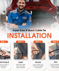 Heavy Duty Nylon Cable Tie Buckles Set For Cars installation guide with steps and mechanic standing in workshop