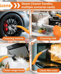 Beast 2000W Handheld Steam Cleaner With 248F Steam 1500ml Tank cleaning car wheel, kitchen sink, range hood, and oven