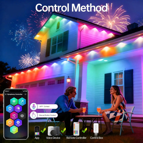 Couple enjoying 60-Foot Waterproof LED Outdoor String Lights With Shatterproof Bulbs 26 Bulbs Plus 1 Spare Connectable Patio Lights