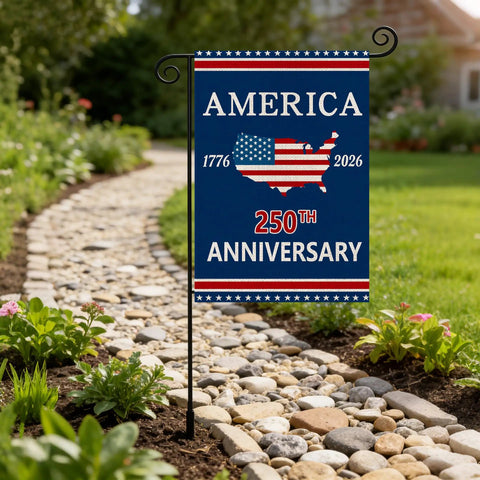 250th Anniversary USA Garden Flag For Outside With Map Design 1776-2026 Patriotic Yard Flag Double-Sided Waterproof Burlap 12x18 Inch