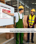 Workers referencing Lockout Tagout Safety Poster for OSHA Hazardous Energy Control, LOTO Training, and Industrial Compliance