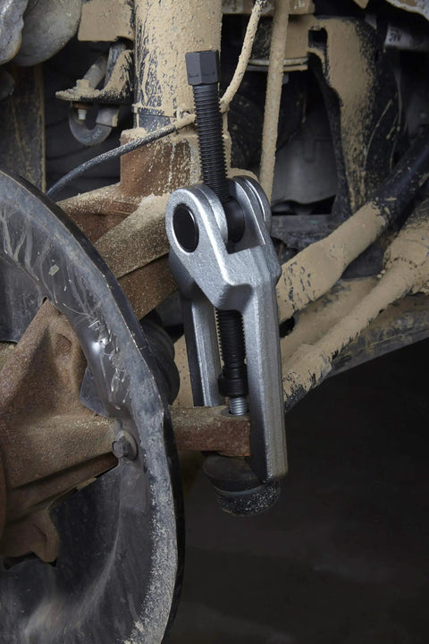 Outer Tie Rod Remover Tool For Front Wheel Drive And Rear Wheel Drive Cars, Delivers Up To 5 Tons Of Pull in use