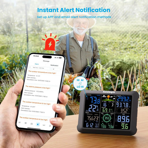 WiFi Smart Weather Station With 14 In 1 Capabilities, Real Time AI Forecasts And 24/7 Alerts, Large 8.5 Inch Display, Wind Gauge