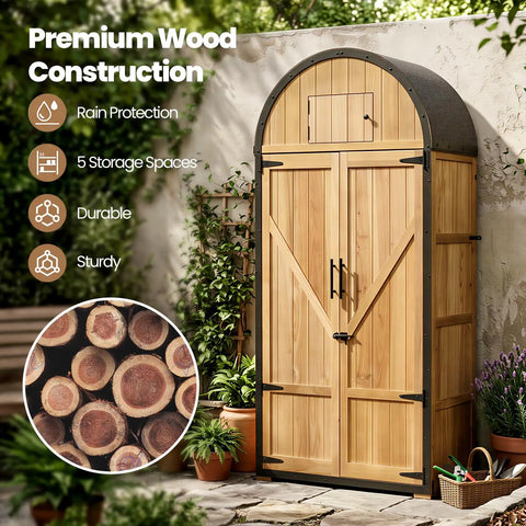 All In One Outdoor Storage Shed With Domed Roof Waterproof Tool Cabinet And Lockable Multi Functional Organizer