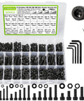 1160Pcs Metric Bolts And Nuts Kit With M3 M4 M5 M6 Hex Socket Head Cap Screws, 12.9 Alloy Steel, organized box with tools