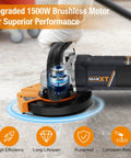 5 Inch Concrete Surfacing Grinder with 1500W Motor 7 Adjustable Speed Angle Grinder Kit in use on concrete surface