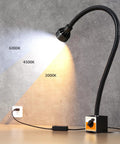 Heavy Duty Magnetic Work Light With Flexible Gooseneck And Adjustable Focus Pumping 1320 Lumens, showing light intensity settings and magnetic base.