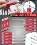 RC Tool Kit 26 Piece Set with red Flathead and Phillips screwdrivers, hex drivers with reusable handles for repairs.