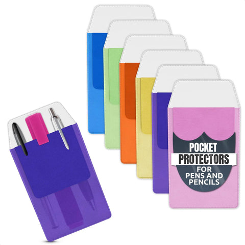 Multi Color Pocket Protectors For Pens And Pencils, Ink Leak Guard For Shirts, Lab Coats, And Pants, Compact 3.2 By 6.1 Inch Pen Organizer