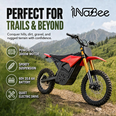 Crazy Fast 60v Electric Dirt Bike With 3000W Peak Power And Huge 20AH Battery Built For Teens And Adults Plus Full Hydraulic Brakes Sweet Mountain Off-Road Suspension For Wild Rides on trail