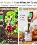 Ultimate Soil pH Meter With Bluetooth Water pH Tester for Soil and Hydroponics used in garden and canning, dual view.