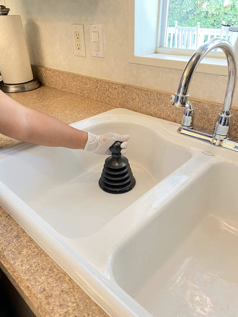 Mighty Tiny Plunger For Tight Spaces And Small Drains, Perfect For Bathroom And Kitchen Sinks, RVs And More, Patent Pending Black Clears Clogs Fast And Easy With Ergonomic Push Pull Action