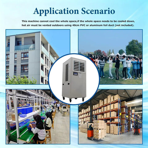 Boss Grade Portable Industrial Chiller Serving Real Cold With 20400 Btu H Cooling Power And Huge 3600 Cubic Meter Airflow Built Tough For Any Workshop Floor in factory settings.