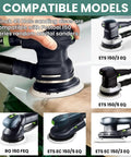 Do It All 6 Inch Sanding Pads And Discs Kit with Festool ETS 150 sander compatibility guide, multiple models shown