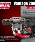 Vantage 2000 12V DC Electric Winch for ATVs and UTVs with 2000 Lb Pull 55 Ft Steel Wire Rope and Roller Fairlead