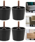 4 Pack Adjustable Furniture Levelers Screw On Feet for Cabinets And Tables 50mm Tall Plastic And Iron Legs with M8 Thread Black