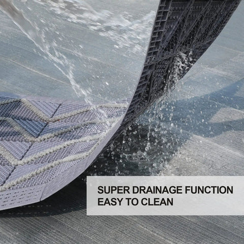 Heavy Duty Outdoor Rubber Doormat With Interlocking Tiles Waterproof And Easy Clean DIY Assembly 47 Inch By 29 Inch showcasing drainage