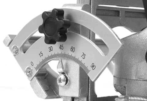 Close-up of adjustable fence on Beefed Up Plate And Biscuit Joiner With Case And Biscuits, 8.5 Amp Motor, for precise slots.