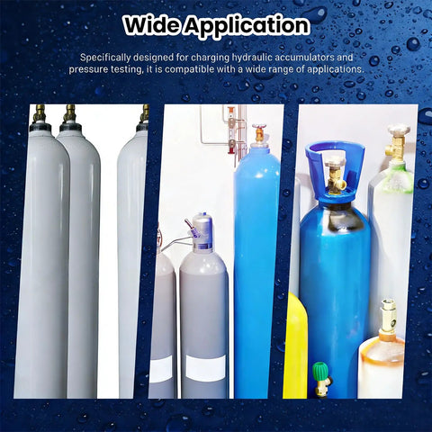 Hydraulic Accumulator Tool Kit With Nitrogen Charging Pro Grade Three Gauges 1500 4000 6000 PSI Six Adapters One Hose One Valve