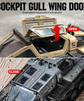 RC Military Tank With Bright LED Lights 2 4G Remote Control 1 16 Scale All Terrain Vehicle Dual Motor Drive showing gull wing door open