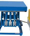 Rock Solid Welded Steel Electric Hydraulic Lift Table Featuring 48 By 48 Inch Platform And 12000 Pound Capacity For Shop Floors. Close-up view.