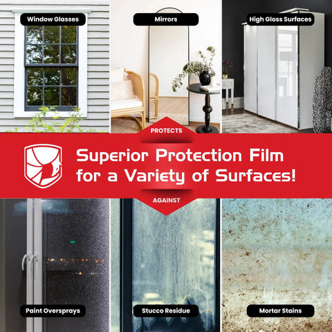 Heavy Duty Pro Grade Window Protection Film Roll 21 Inch By 600 Foot Self Adhesive Glass Covering For Painting And Construction UV Resistant