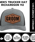 Groom Gifts For Men Customizable Groom Squad Hat Sets From 3 To 10, Personalized Will You Be My Groomsman Trucker Hat, front view