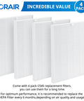 4 Pack C545 Replacement Filter S For C545 Air Purifier, Compatible With Filter S 1712-0096-00 And 2522-0058-00, displayed in white air filters.