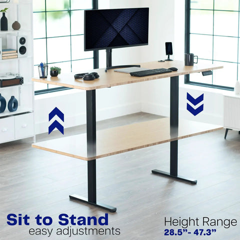Heavy Duty Dual Motor Electric Sit Stand Desk Frame For DIY Tops, 220 Lbs Capacity, Height Adjustable With Memory Controller