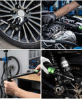 Heavy Duty Pro Grade Torque Wrench Set One Quarter Inch Three-Eighths Inch One Half Inch Drive 41-Piece Kit With Sockets And Extensions 72-Tooth Ratchet 3 Percent Accuracy CR-V Steel For Auto Bike Moto Repair And Industrial Use on wheel and engine