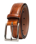 Mens Belt With Double Stitch Detailing And Genuine Leather In Tan, Size 40, Built To Last For All Day Everyday Wear, Dress Or Casual Looks