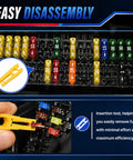 Top Shelf Car Fuse Assortment Kit With 120 Pieces Covering Ten Amp Ratings From Two To Thirty Five showing mini blade fuses and extractor tool