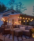 Outdoor patio with Heavy Duty Outdoor String Light Hanging Kit 170ft Globe Lights Suspension creating ambiance