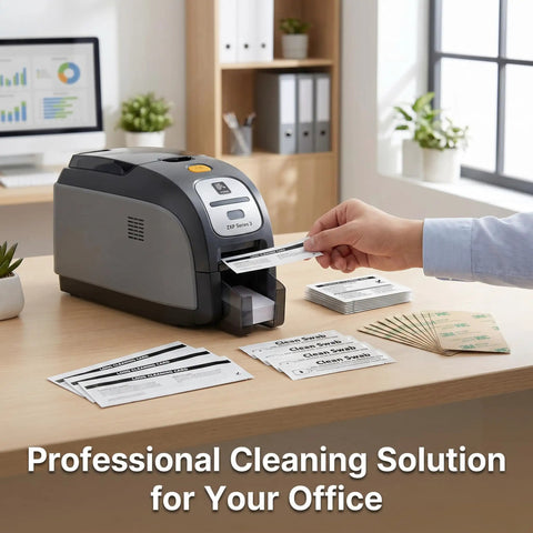 All In One Printer Maintenance Kit Compatible With Hdp5000 Hdp5600 Hdp6600 And Hdp8500 includes IPA cleaning cards in use.