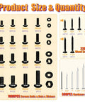 Heavy Duty 1680 Piece Fastener Assortment Kit holds every machine screw, drywall anchor, and bolt with detailed size and quantity chart.