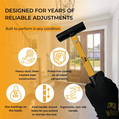 4 In 1 Door Hinge Adjustment Tool Kit For Realigning Sagging Doors And Installing Hinges with glove, precision gap wrench.