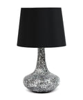 Purple Mosaic Glass Table Lamp With Matching Fabric Shade Genie Style Contemporary Accent Light For Living Room Or Bedroom Foyer Or Office 14.17 Inch Tall E12 Candelabra Base 40W Equivalent Bulb Not Included