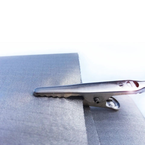 Alligator clip on grounding fabric for Long 16.4 Feet Grounding Cable With 3 Prong Ground Plug And Alligator Clip For Anti Static Discharge Real Chill Vibes And Body Balance Stress Relief Easy To Use On Electronics Home Office Or On The Go Grounding Wire.