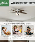 52 Inch Indoor Ceiling Fan With LED Lights For Cozy Bedroom Living Room Or Kitchen Low Profile Flush Mount No Remote Five Blades Brushed Nickel Finish Pull Chain Easy Setup And Bright Energy Efficient Lighting