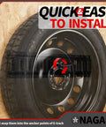 Spare Tire Holder Mount For Trailer E Track System With Upgraded Double Fittings, sturdy wheel carrier shown with mounted tire