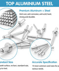 500 Piece Pop Rivets Assortment Kit With Fourteen SAE Sizes Aluminum And Steel Blind Rivets Three Thirty Seconds One Eighth Five Thirty Seconds Three Sixteenths One Quarter Inch Pro Grade Case With Reinforced Divider For Auto DIY Projects And Marine with premium aluminum steel rivets displayed