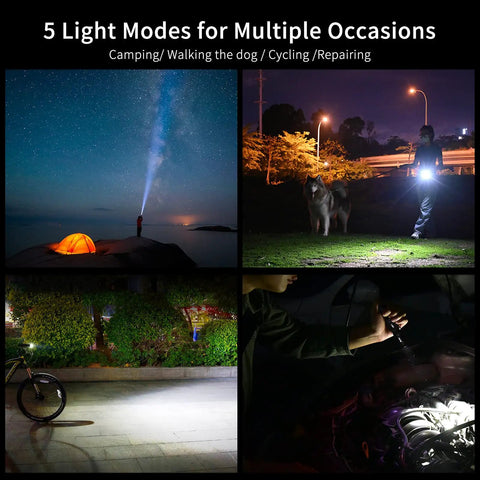 L50 Rechargeable Tactical Flashlight Beast Beam 1200 Lumens, IP68 Waterproof, 5 Lighting Modes in various outdoor settings