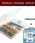Must Have Reinforced Grommet Kit Set For DIY Projects 200 Pieces With 3 By 16 Inch Brass Eyelets Storage Box and Tools