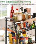 Three Tier Wooden Countertop Organizer For Kitchen And Office Space Saver with snacks and cans displayed in white with black accents