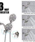 Dual Shower Head Faucet Set With Valve And Tub Spout 48 Shower Settings High Pressure Three Way Diverter Brushed Nickel Display