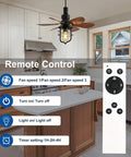 20 Inch Ceiling Fan With Light Socket And Remote in kitchen, showing remote control features, vintage industrial design