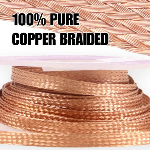 Copper braid of Desoldering Solder Wick Braid Set, Six Pack, Each Five Feet Long, In 0.08, 0.10, And 0.12 Inch Widths, Low Residue No Clean